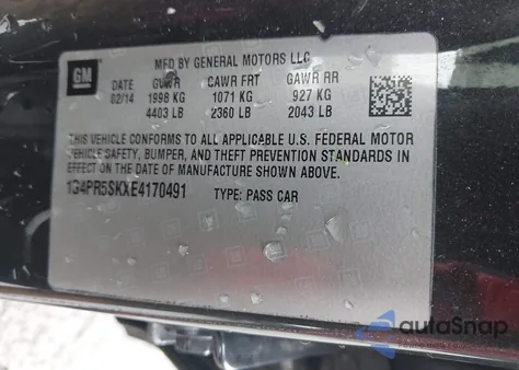 2014 Buick Verano Convenience Group z USA, uszkodzony, nr VIN 1G4PR5SKXE4170491